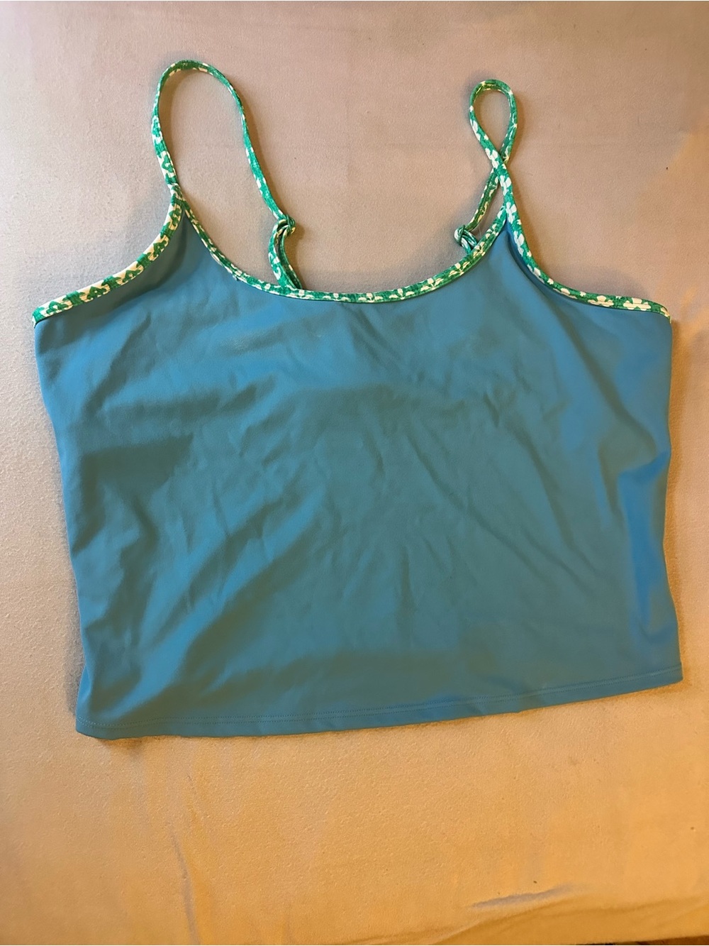 Roller Rabbit x Target Soft Blue Tank Top Swim Tankini Scoop Neck Green Trim - Picture 5 of 5